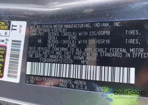 2023 Toyota Highlander L from USA, damaged, VIN 5TDKDRBH6PS515239